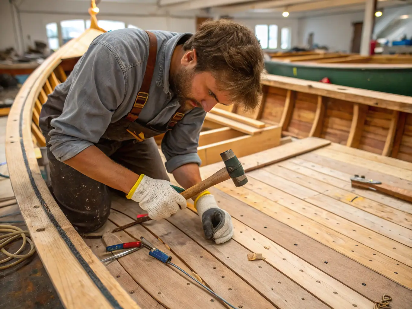 A close-up shot of a craftsman's hands carefully assembling a section of a custom-designed wooden fence, showcasing the attention to detail and quality of workmanship that H.M.K Master Landscaping & Fencing provides.